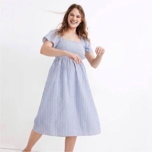 Madewell smocked striped midi dress